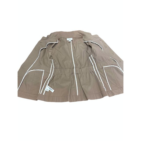 Ann Taylor LOFT Cotton Spandex Khaki Brown Casual Jacket Size 0 - Picture 10 of 14